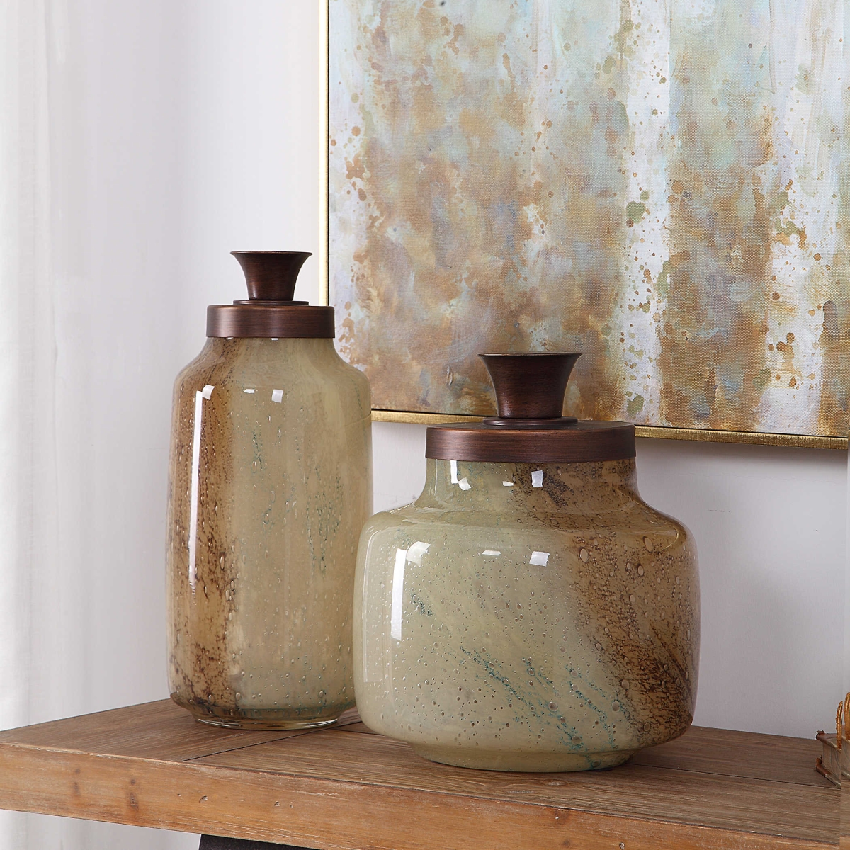 Uttermost 17519 Elia Glass Containers - Set of 2 Uttermost 17519 Elia Glass Containers - Set of 2