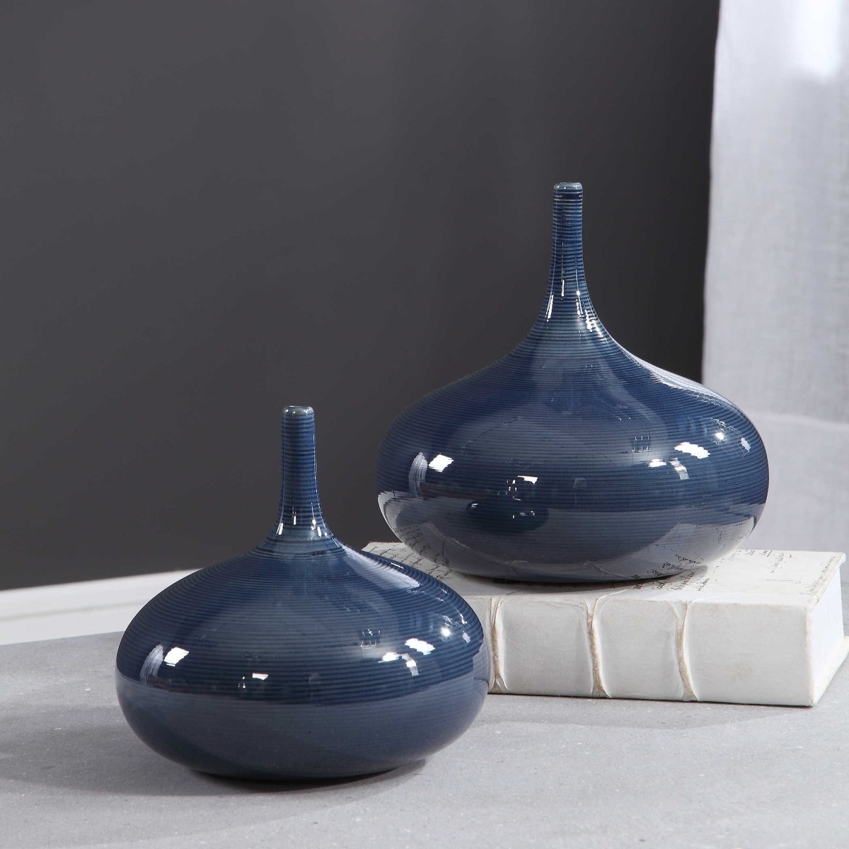 18988 Zayan Blue Vases - Set Of 2