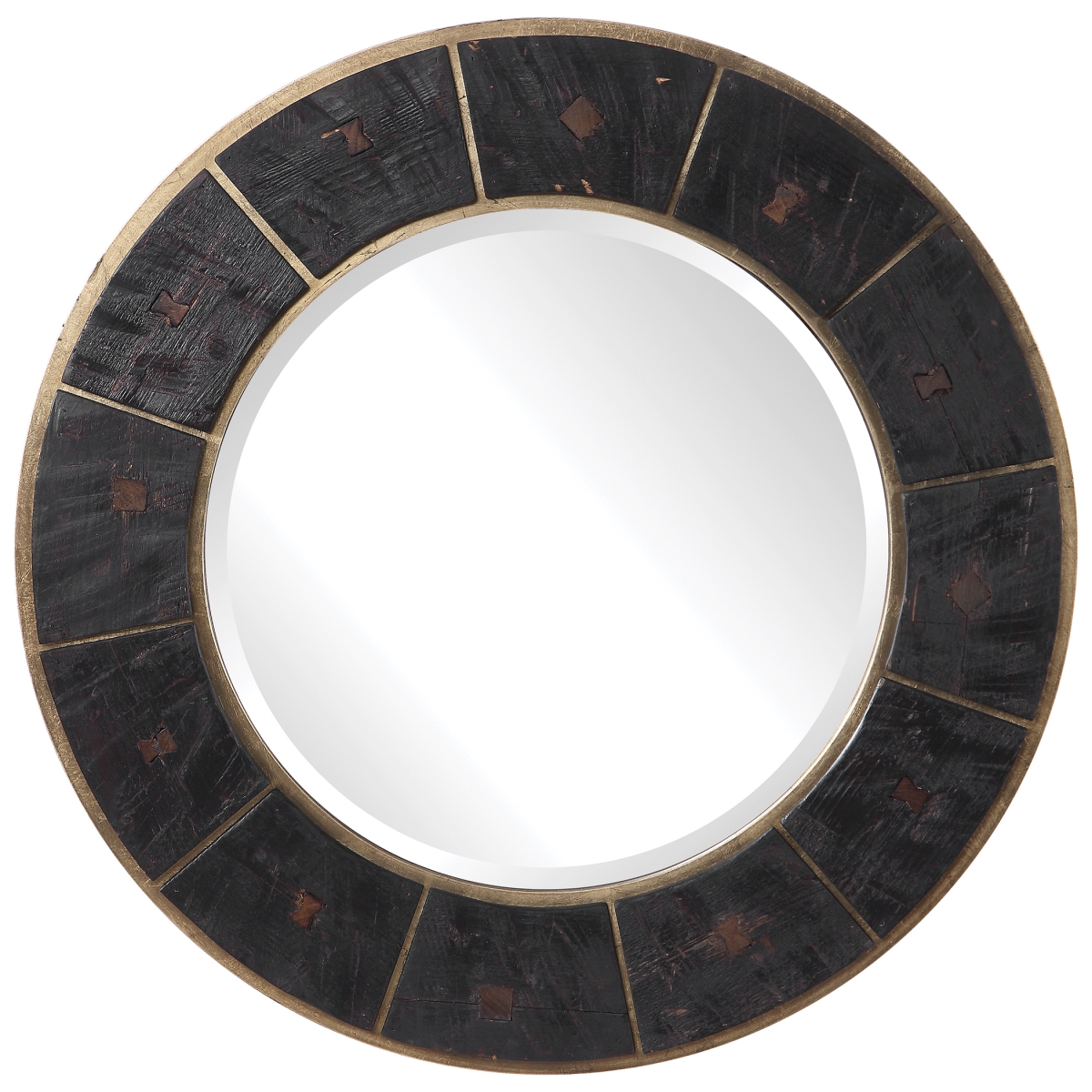 09587 Kerensa Dark Wood Round Mirror
