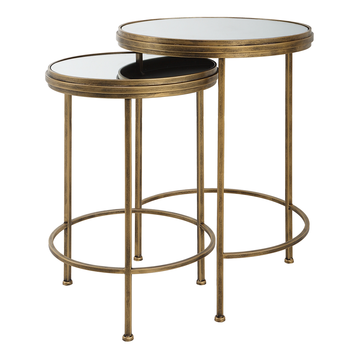 Picture of 212 Main W23011 18 x 24 x 18 in. Nesting Tables&#44; Antique Brushed & Gold - Set of 2