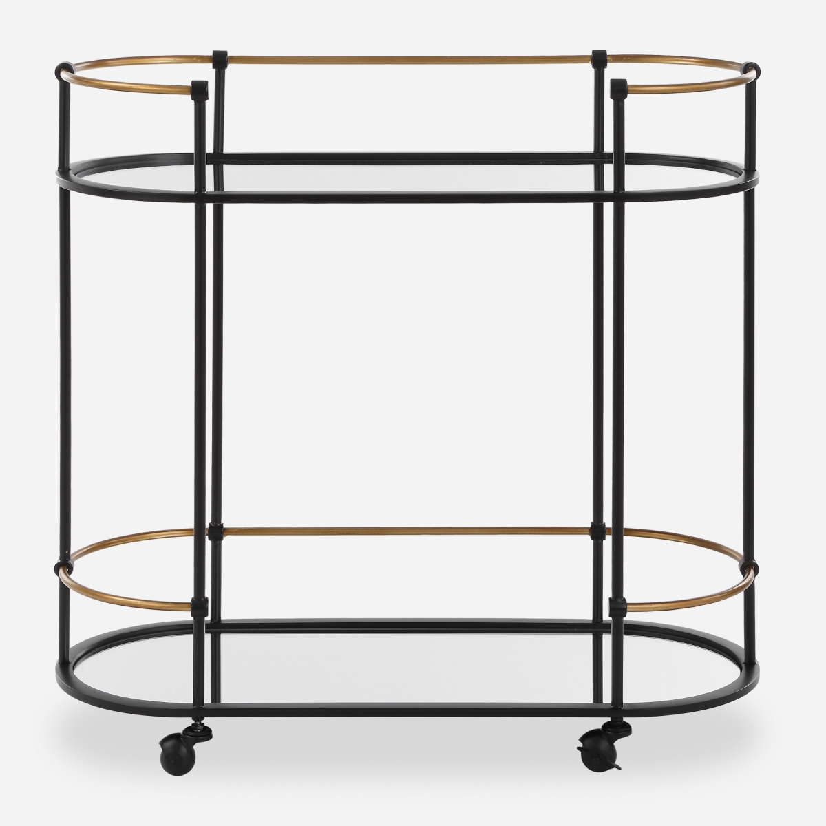24186 Andre Iron Bar Cart, Satin Black