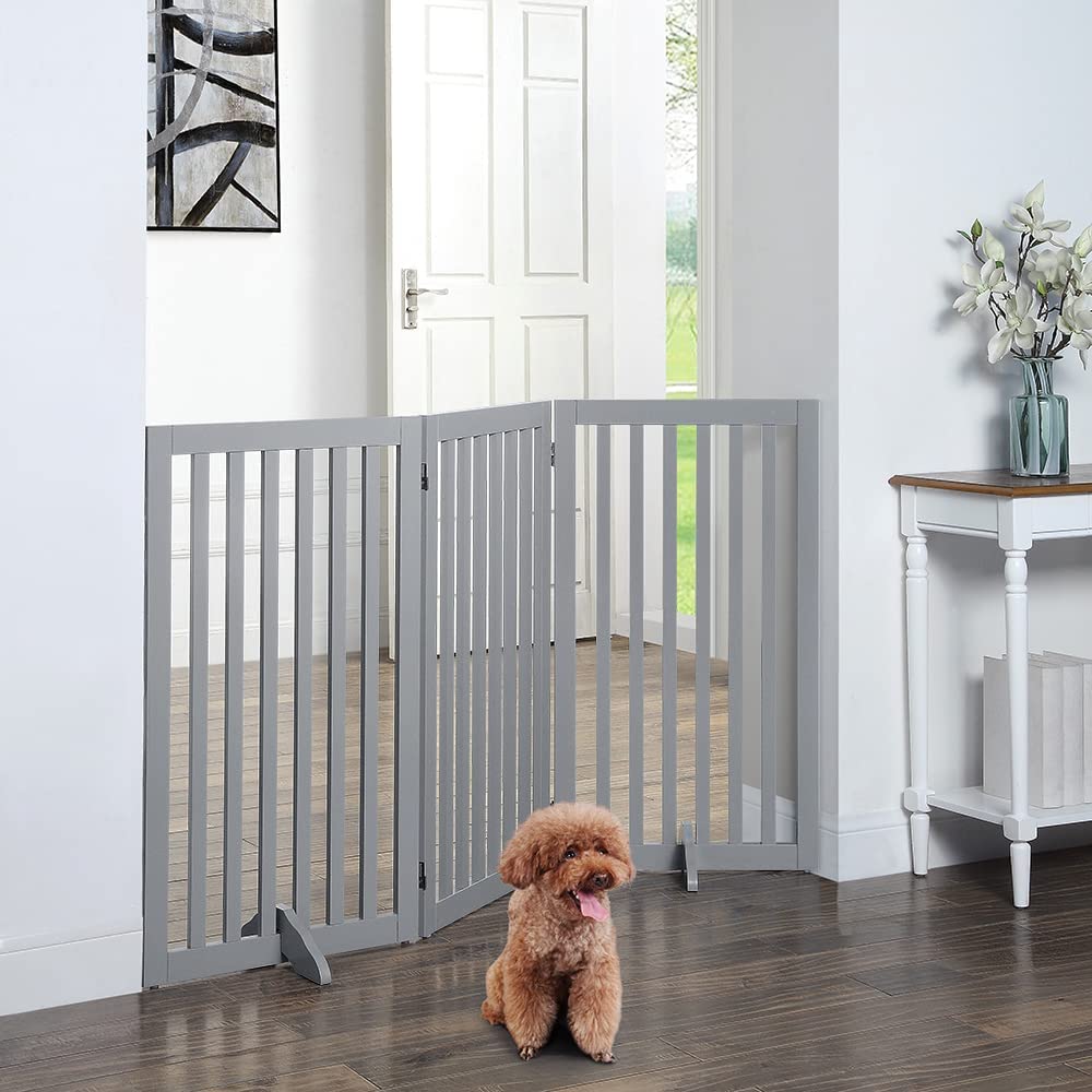 Picture of UniPaws UH5028 36 in. High Pet Gate 3 Panels -  Gray