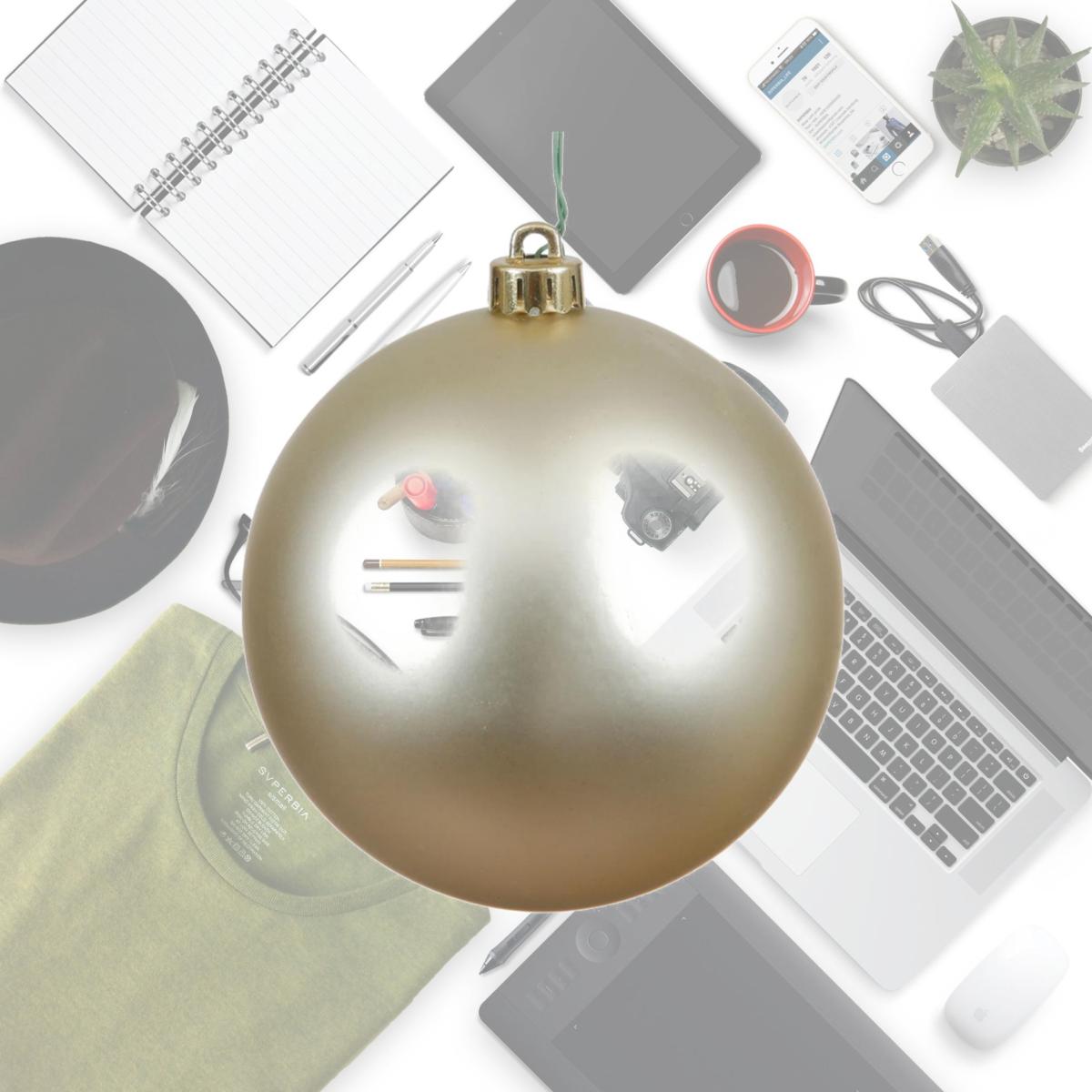 Picture of Vickerman N591038DMV Champagne Matte UV Drilled Ball Ornament, 4 in. - 6 per Bag