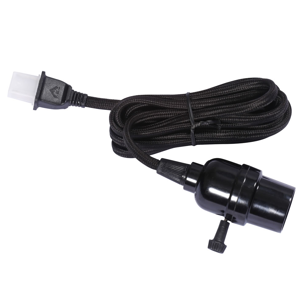 E26 Black Socket 8 Ft. Cord On & Off Switch