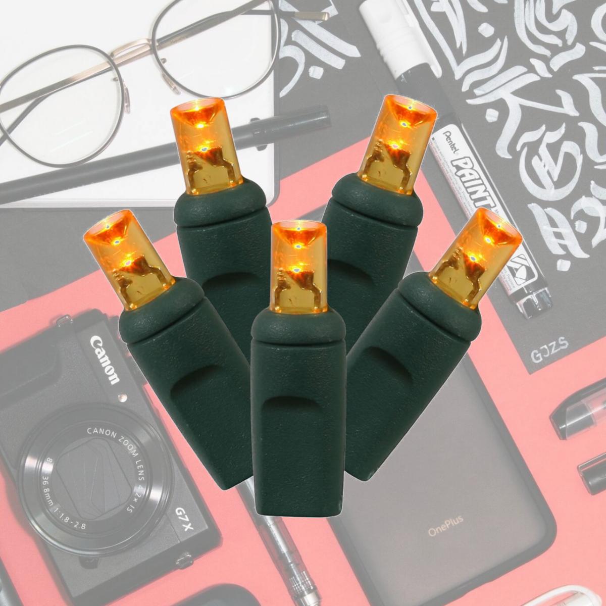 Picture of Vickerman X6G6708T LED Twinkle End Connecting 6 in. Spacing 25 ft. Long Light Set with Orange Lights