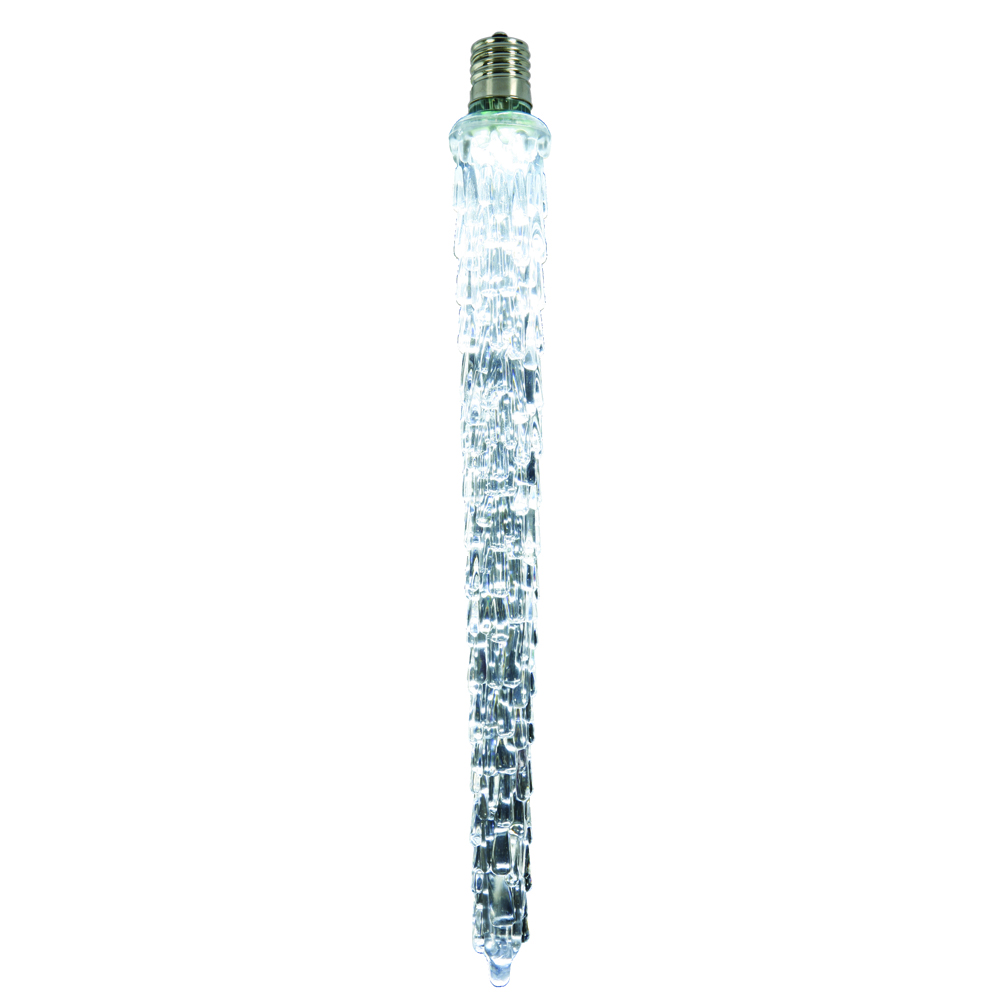 E12 Falling Icicle Bulb With Cool White Led Lights - 18 In.