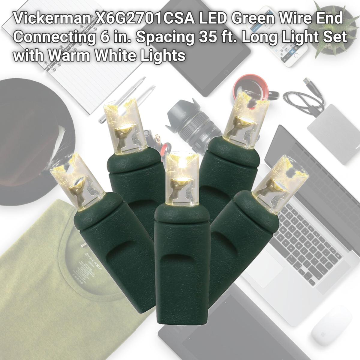 Picture of Vickerman X6G2701CSA LED Green Wire End Connecting 6 in. Spacing 35 ft. Long Light Set with Warm White Lights