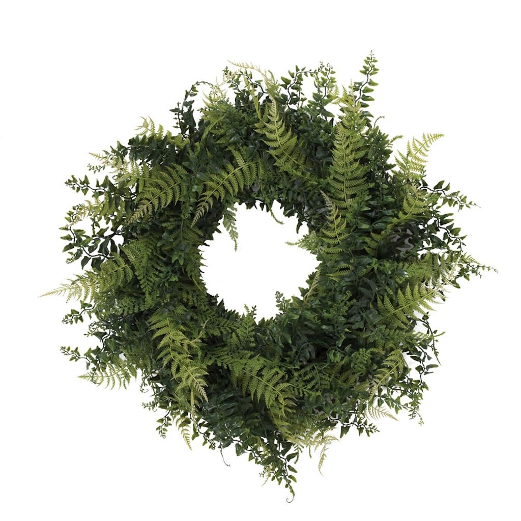 24 In. Buckler Fern & Grass Wreath - Green