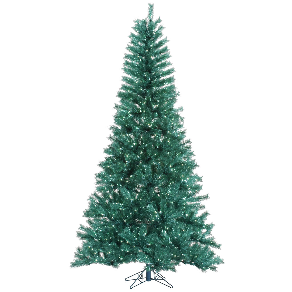 A147266led 6.5 Ft. X 42 In. Aqua Tinsel Tree With 450 Teal Led Dura Light
