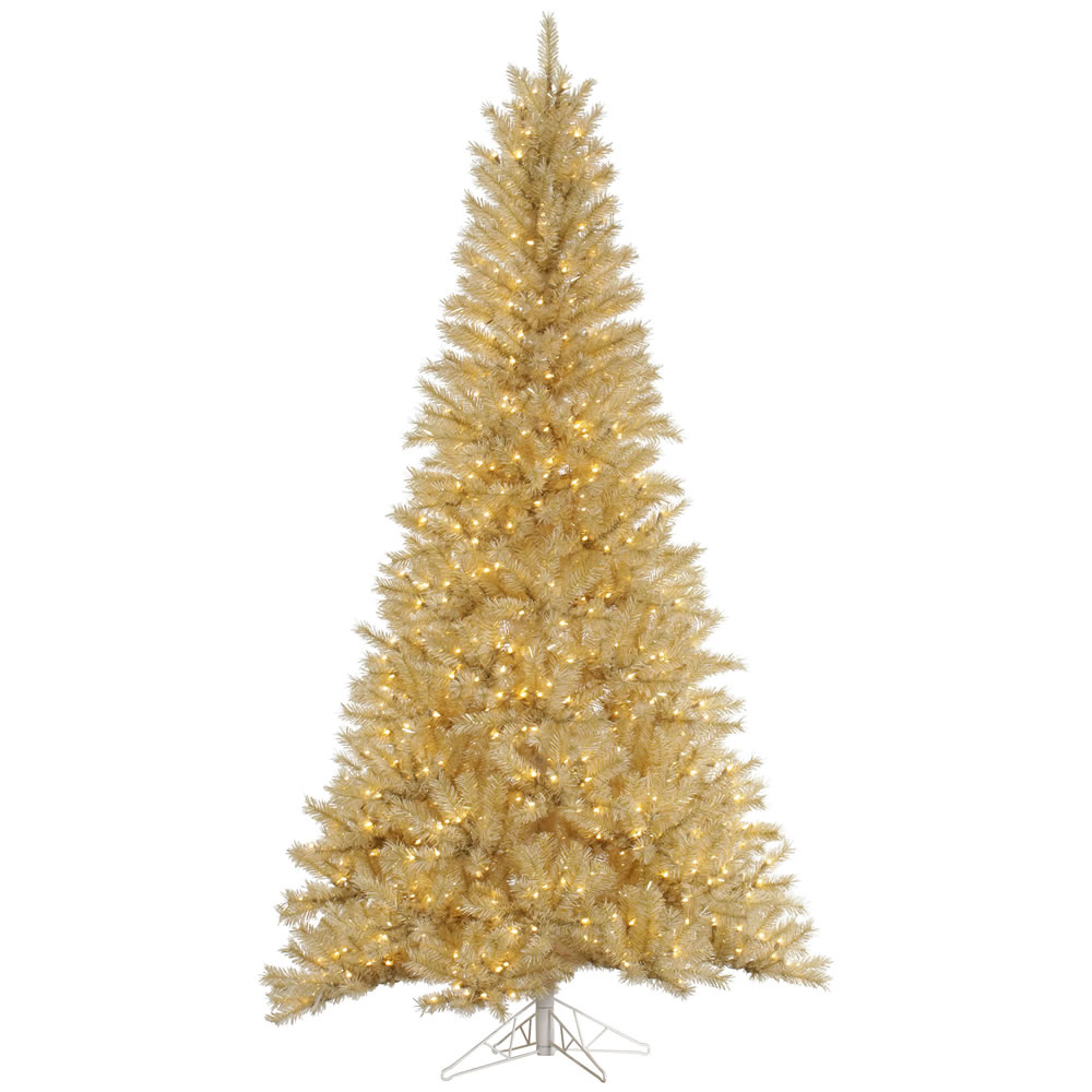 A148096 14 Ft. X 93 In. White & Gold Tinsel Tree With 3650 Clear Dura Light