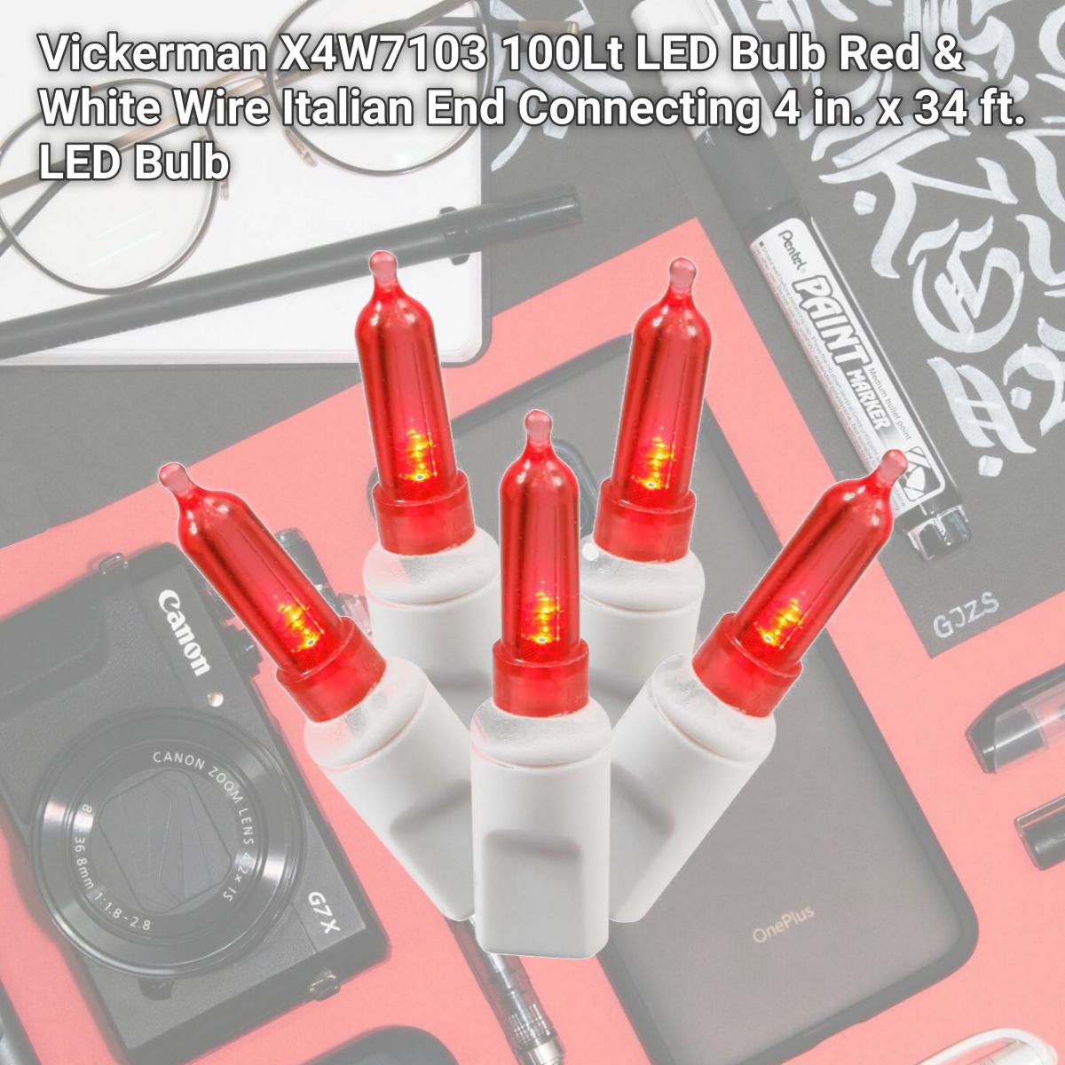 Picture of Vickerman X4W7103 100Lt LED Bulb Red & White Wire Italian End Connecting 4 in. x 34 ft. LED Bulb