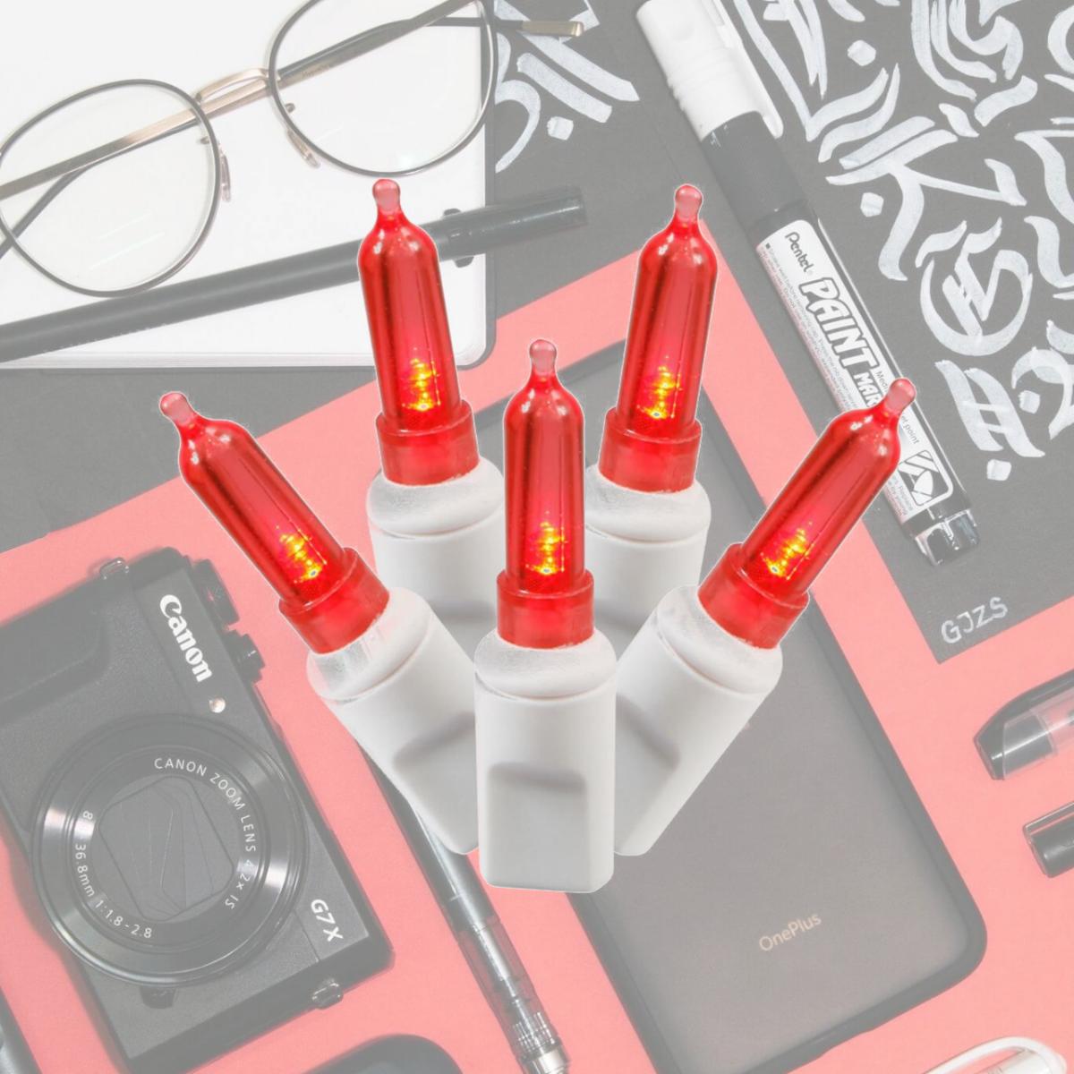 Picture of Vickerman X4W7103 100Lt LED Bulb Red & White Wire Italian End Connecting 4 in. x 34 ft. LED Bulb