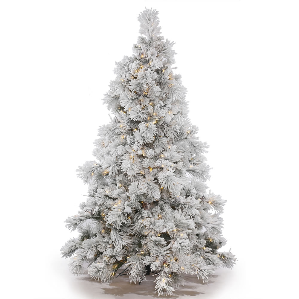 A155236led 3.5 Ft. X 35 In. Flocked White On Green Alberta Christmas Tree With Cone 150 Warm White Led Light