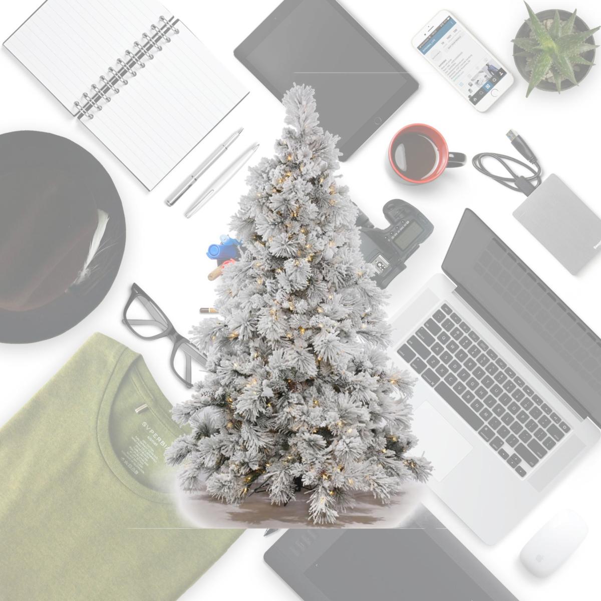 Picture of Vickerman A155266LED 6.5 ft. x 58 in. Flocked White on Green Alberta Christmas Tree with Cone 500 Warm White LED Light