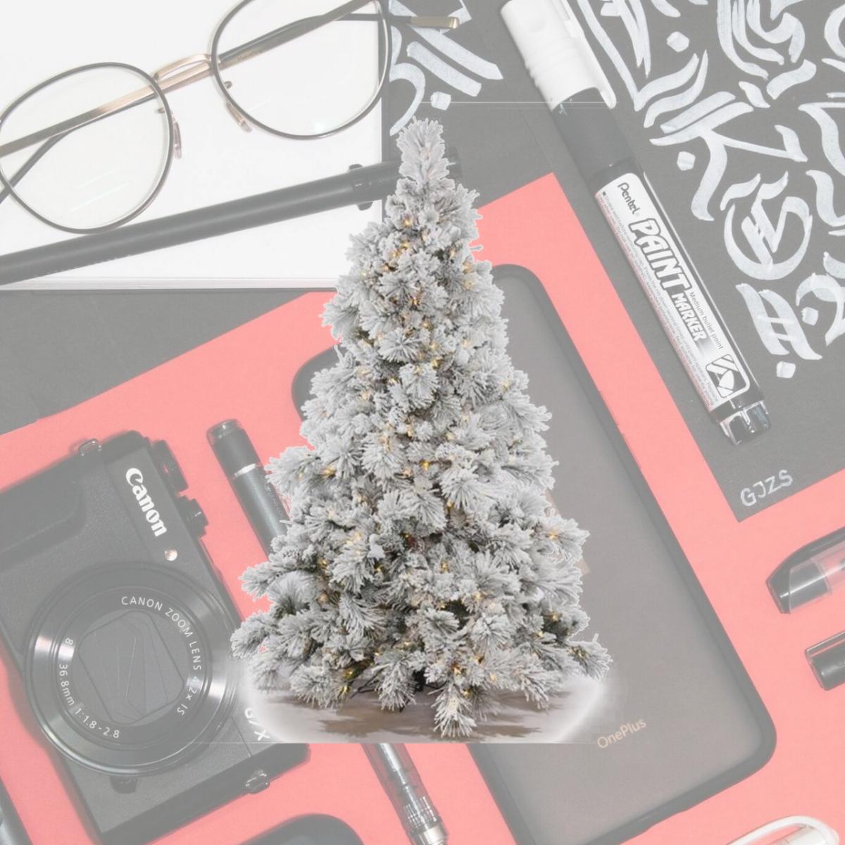 Picture of Vickerman A155281LED 9 ft. x 73 in. Flocked White on Green Alberta Christmas Tree with Cone LED 950 Warm White LED Light