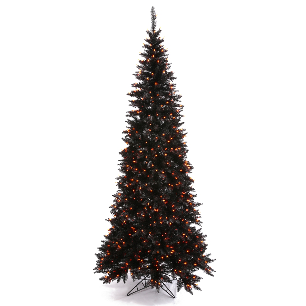 K161981led 9 Ft. X 46 In. Black Slim Christmas Tree With 700 Orange & 1798 Tips Dura Led Light