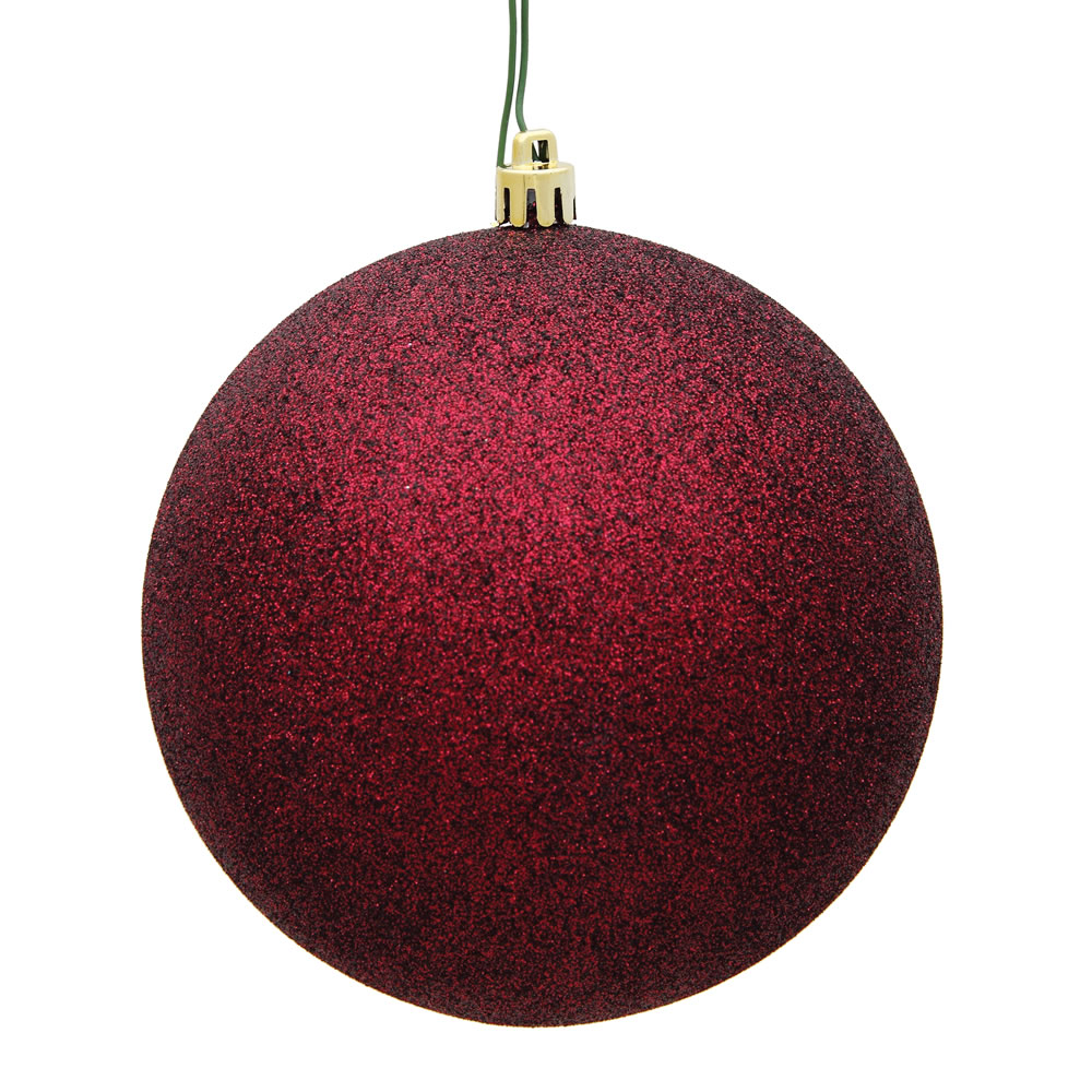 2.75 In. Burgundy Glitter Christmas Ornament Ball - 12 Per Bag