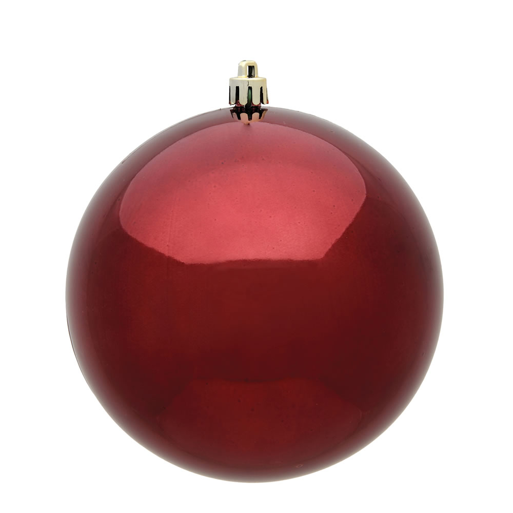 2.75 In. Burgundy Shiny Uv Treated Christmas Ornament Ball - 12 Per Bag