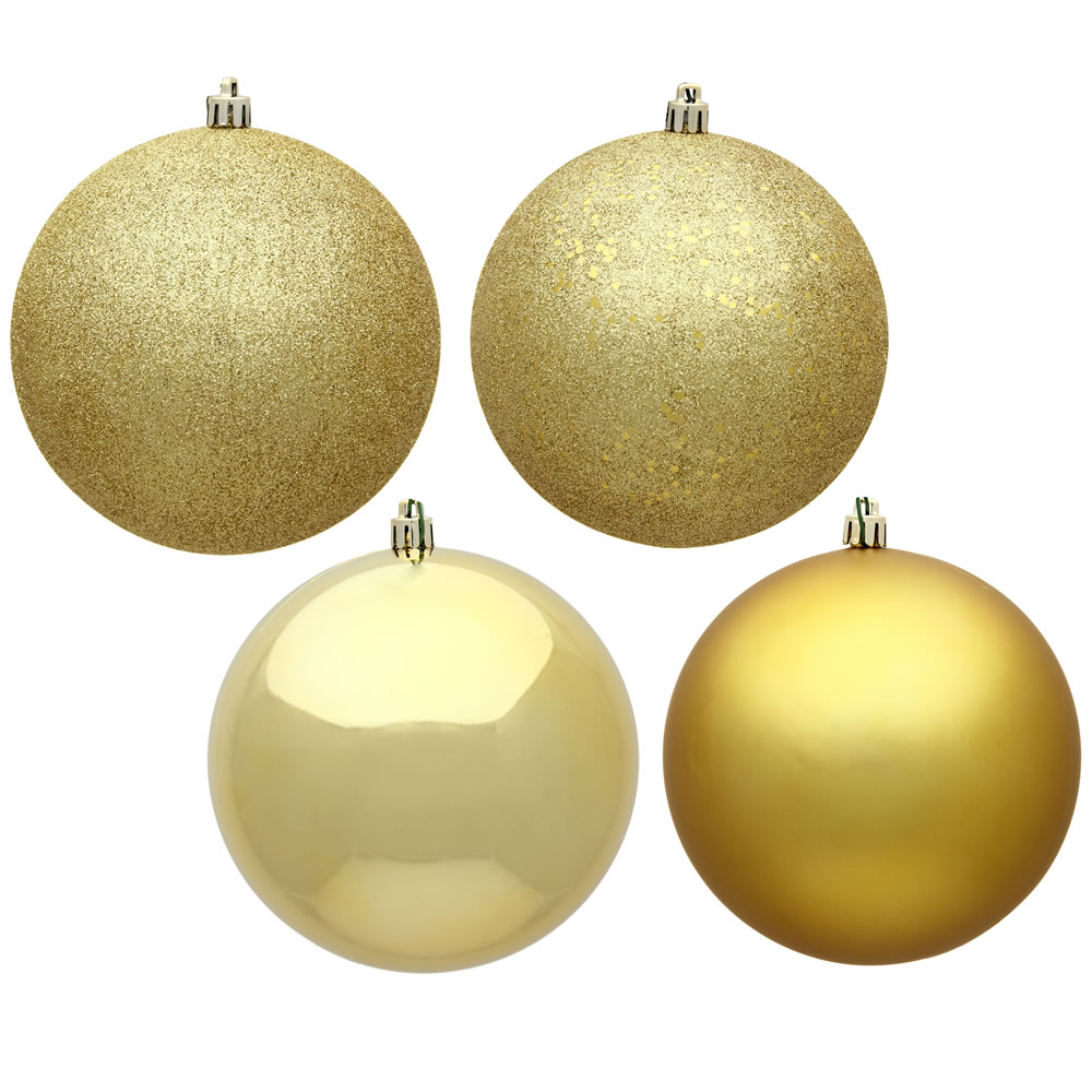 2.75 In. Gold 4 Finish Assorted Color Christmas Ornament Ball - 20 Per Box