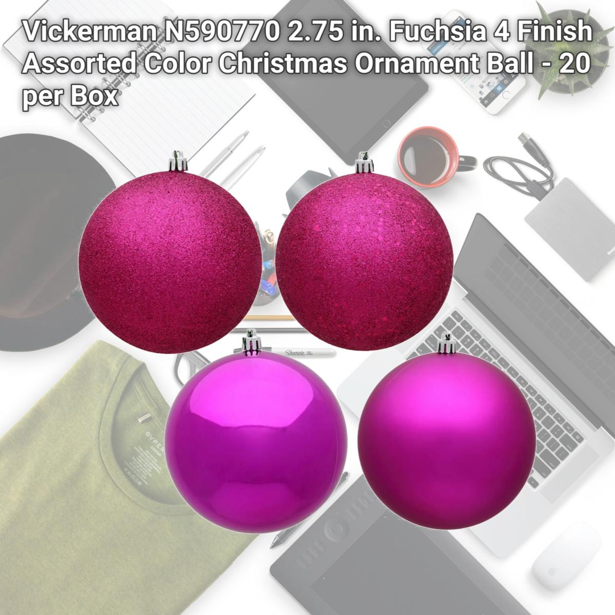 Picture of Vickerman N590770 2.75 in. Fuchsia 4 Finish Assorted Color Christmas Ornament Ball - 20 per Box