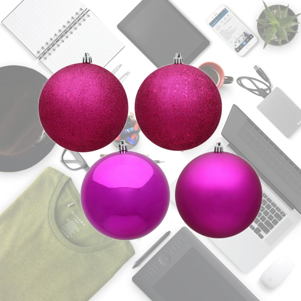 Picture of Vickerman N590770 2.75 in. Fuchsia 4 Finish Assorted Color Christmas Ornament Ball - 20 per Box