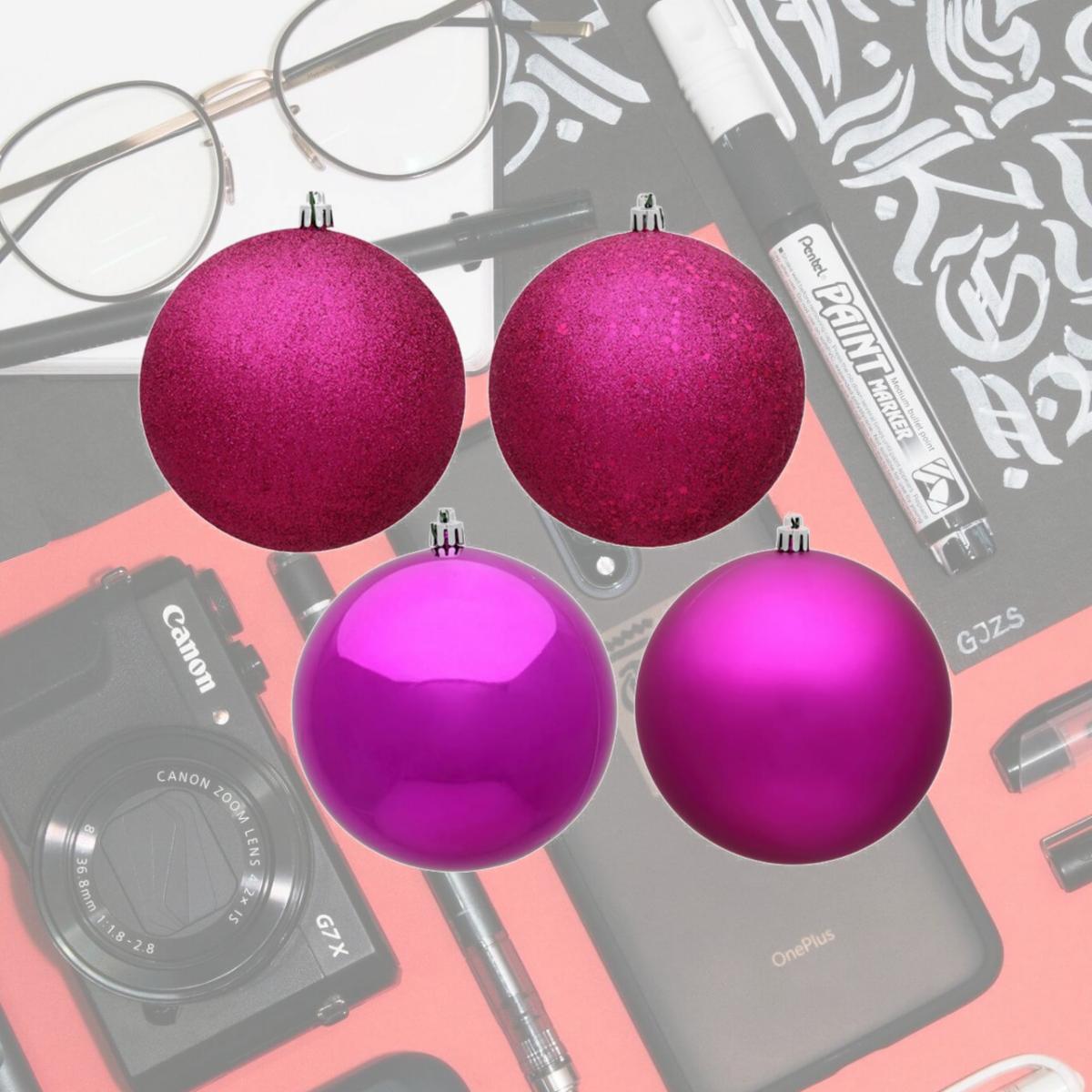Picture of Vickerman N595470A 1.6 in. Fuchsia 4 Finish Assorted Color Christmas Ornament Ball - 96 per Box