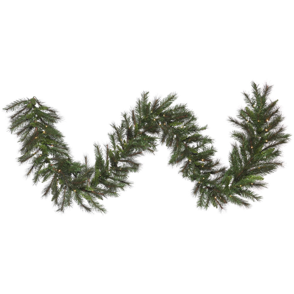 9 Ft. X 14 In. Green Nulato Mixed Garland With Battery Operated 3 Mm & 100 Warm White Mini Led Light