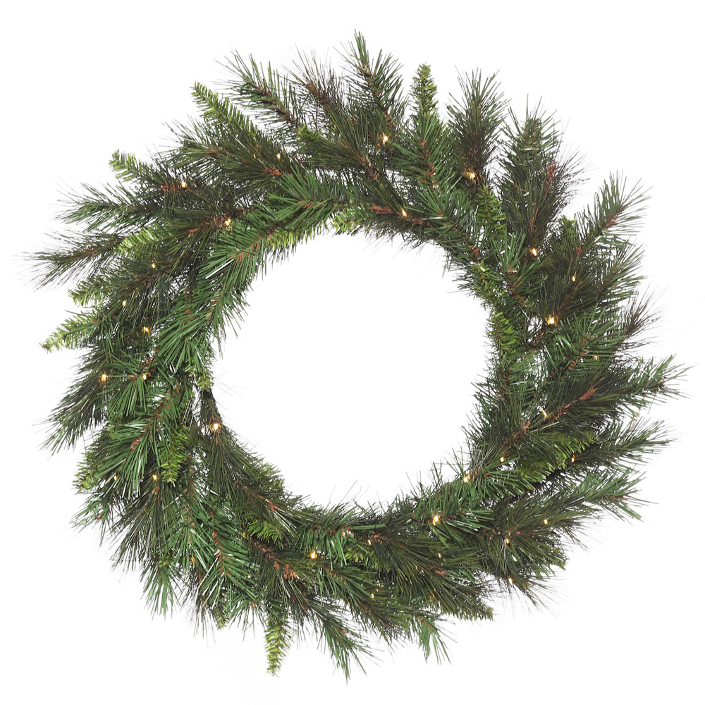 24 In. Nulato Mixed Green Pine Wreath With 3 Mm & 50 Warm White Light