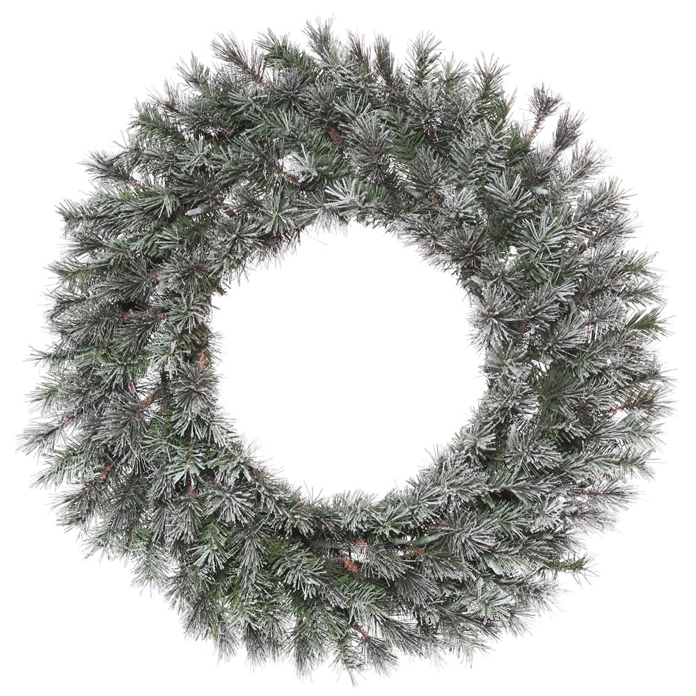 24 In. Frosted Lacey Green Wreath With 150 Tips Light