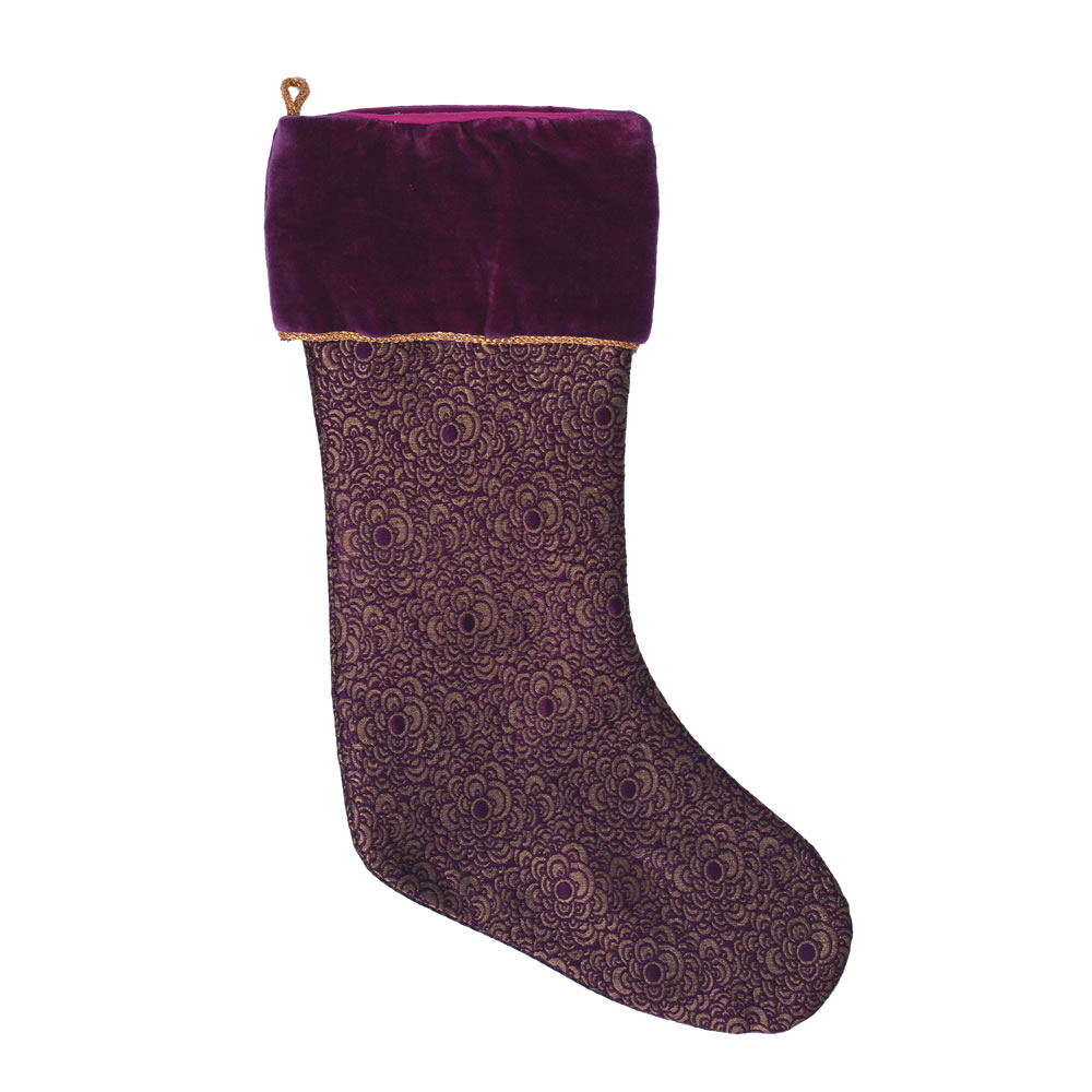 Qtx17292 8 X 19 In. Plum Baroque Collection Stocking