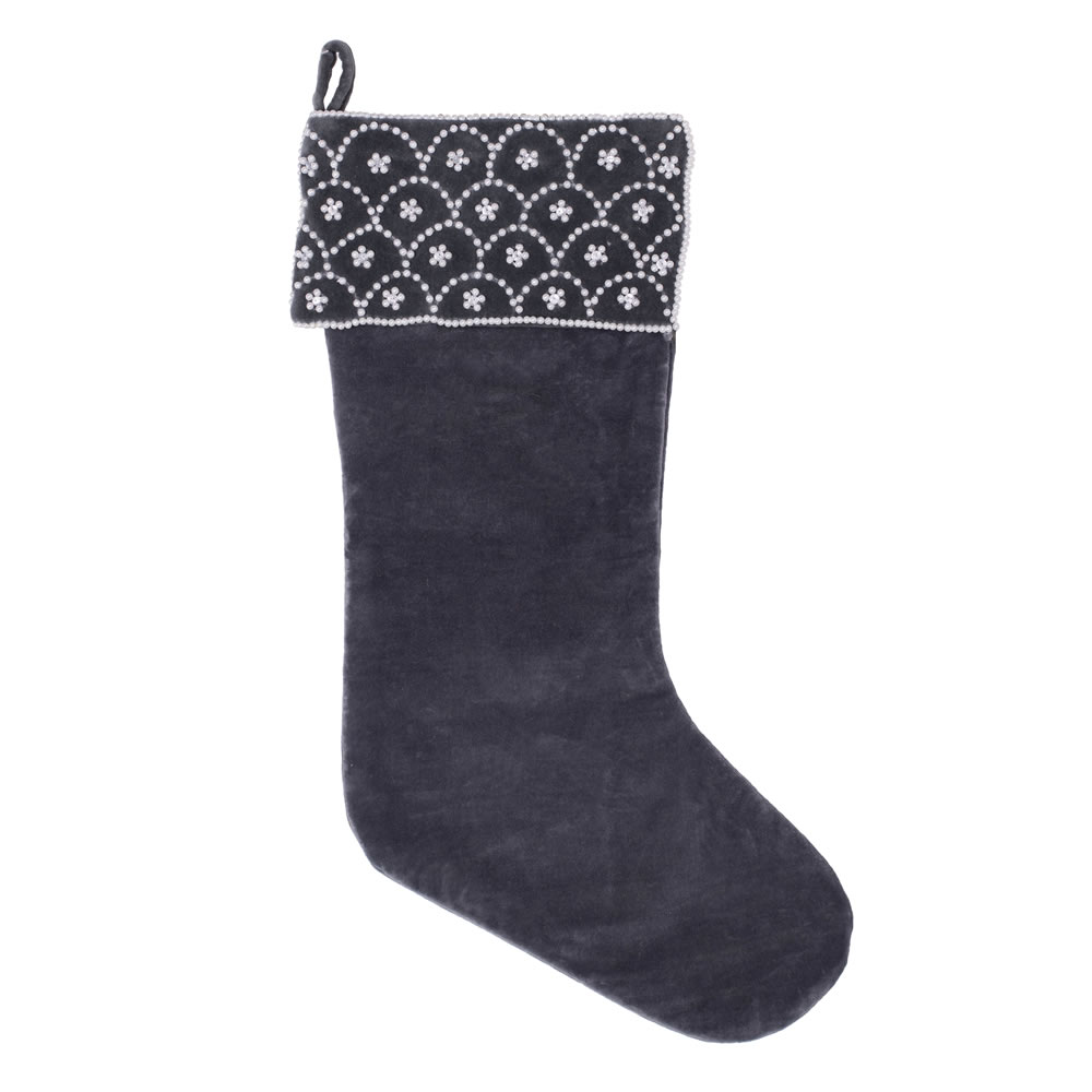 Qtx17342 8 X 19 In. Blue Gray Pearl Collection Stocking