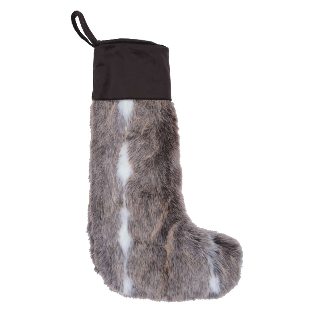 Qtx17732 8 X 19 In. Brown & White Snow Mink Collection Stocking