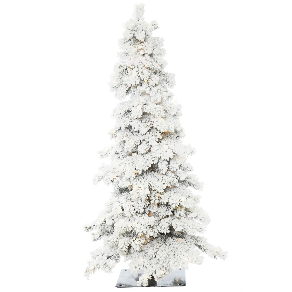 A806241led 4 Ft. X 29 In. Flocked White On Green Spruce Christmas Tree With 150 Warm White Dura Led Light
