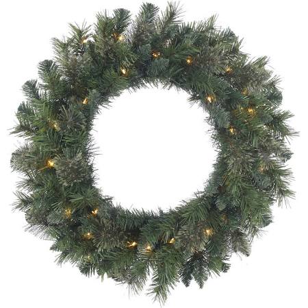 42 In. Mixed Brussels Green Wreath With 150 Warm White Dura Light