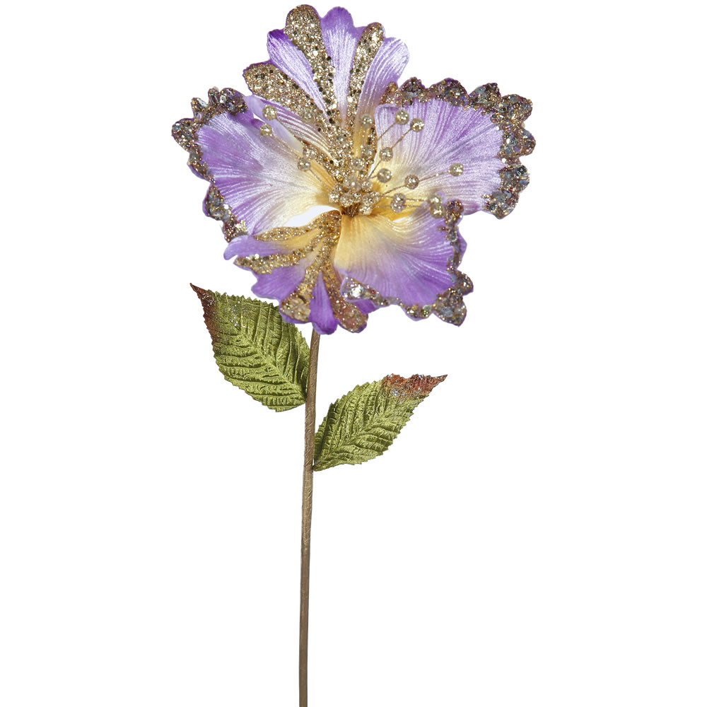 23 In. Violet Hibiscus Artificial Christmas 8 In. Flower - 3 Per Bag