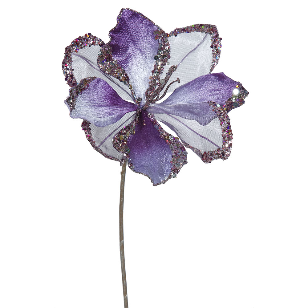 20 In. Purple Velvet Amaryllis Artificial Christmas 9 In. Flower - 3 Per Bag