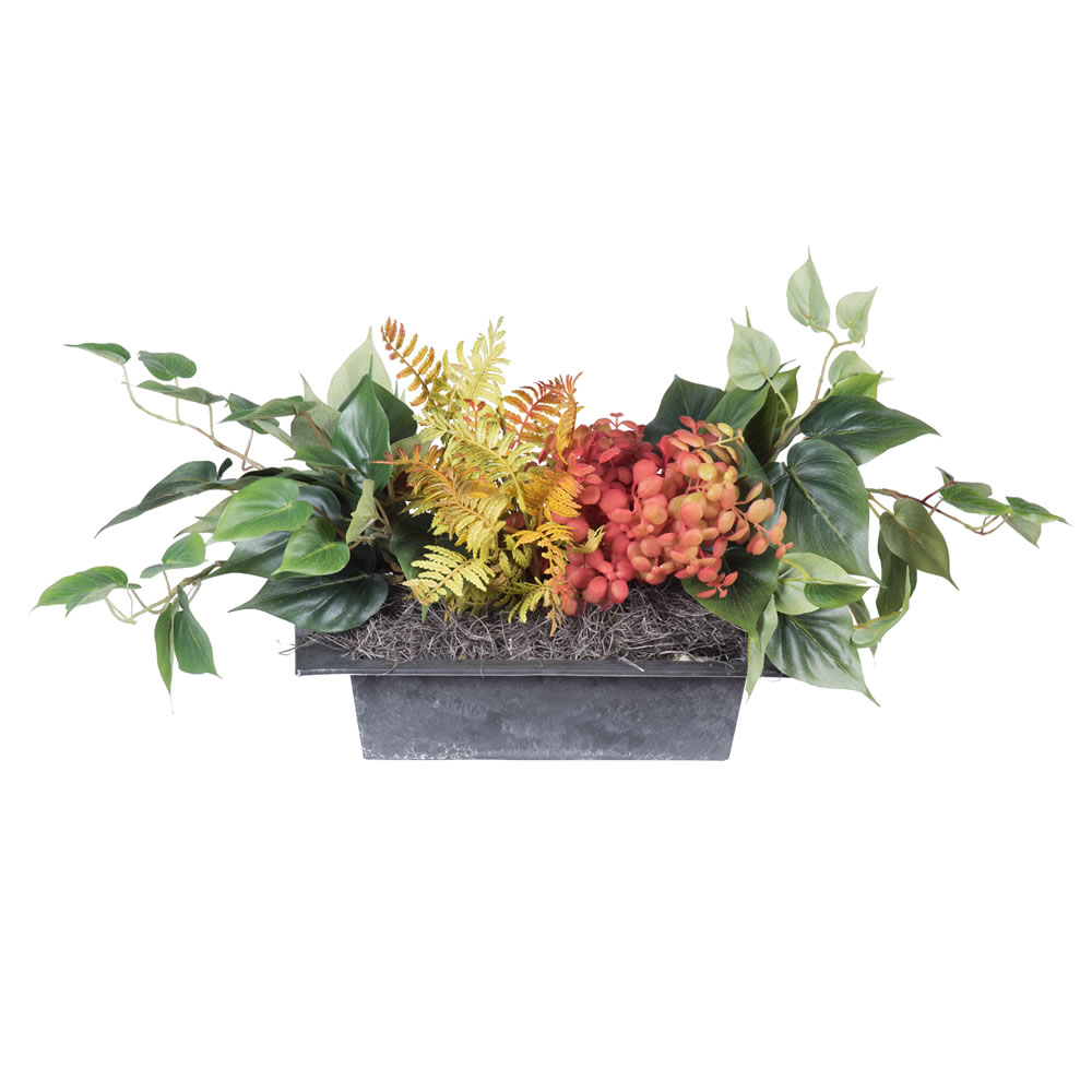 12 In. Mixed Greenery In Plastic Rectangle