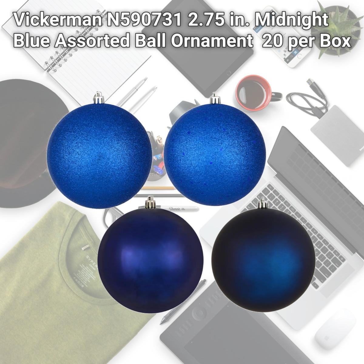 Picture of Vickerman N590731 2.75 in. Midnight Blue Assorted Ball Ornament  20 per Box 