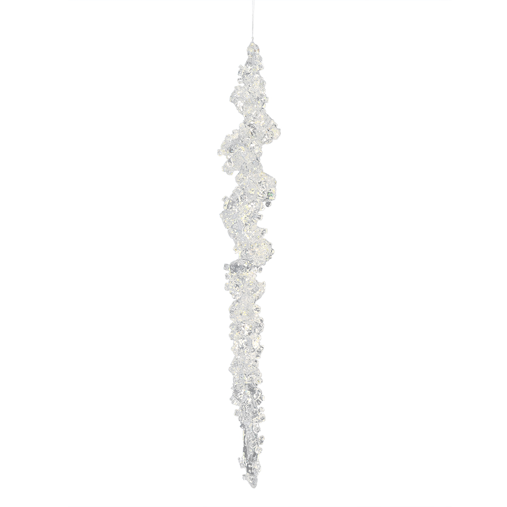 M188200 10 In. Clear Icicle Ornament With Silver Glitter 6 Per Bag