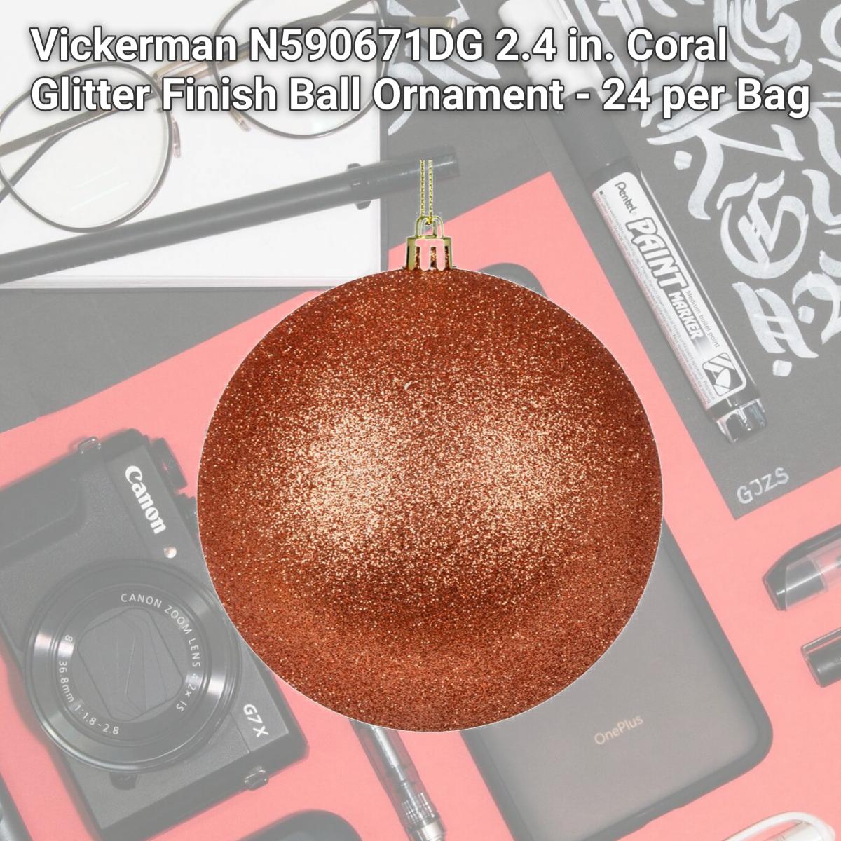 Picture of Vickerman N590671DG 2.4 in. Coral Glitter Finish Ball Ornament - 24 per Bag