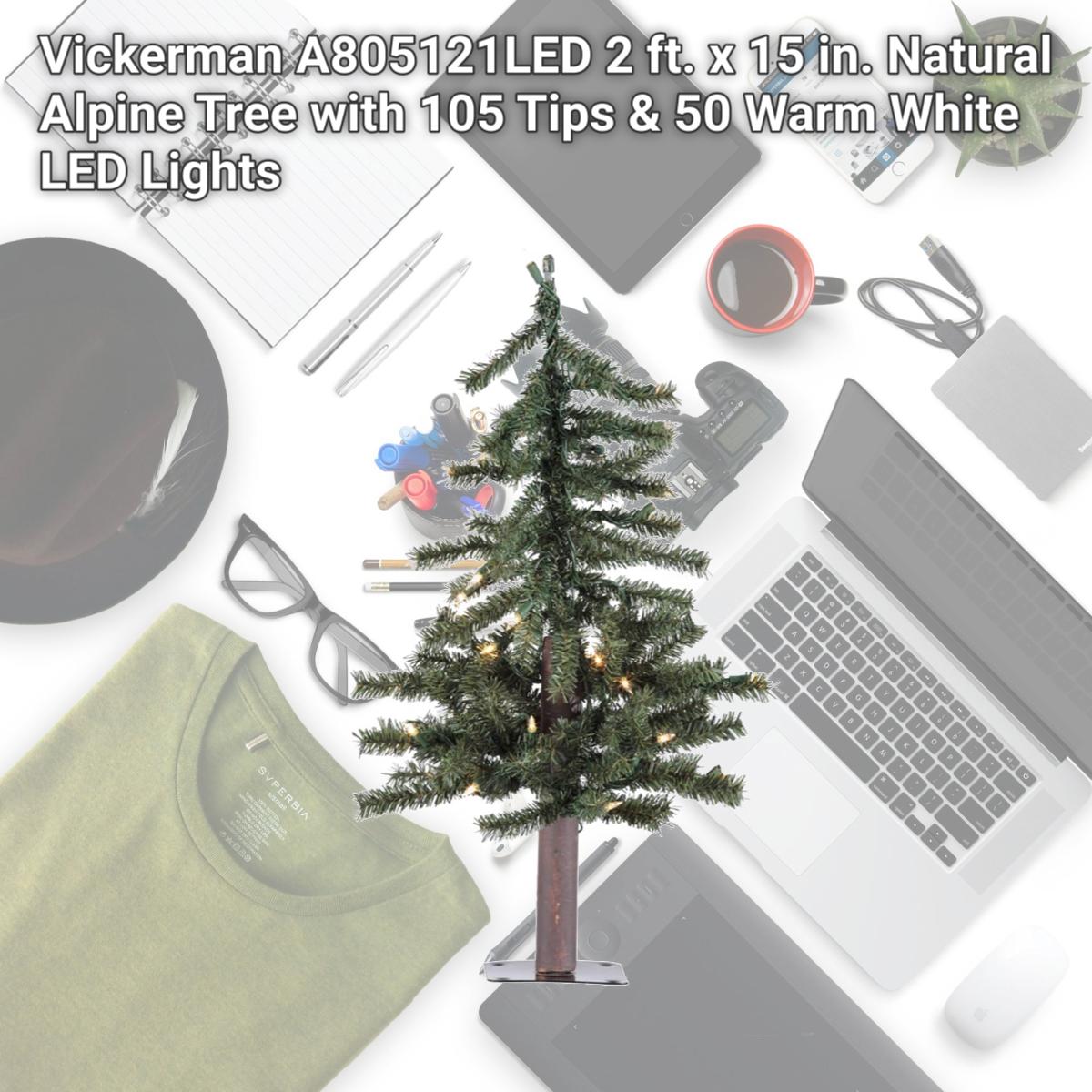 Picture of Vickerman A805121LED 2 ft. x 15 in. Natural Alpine Tree with 105 Tips & 50 Warm White LED Lights