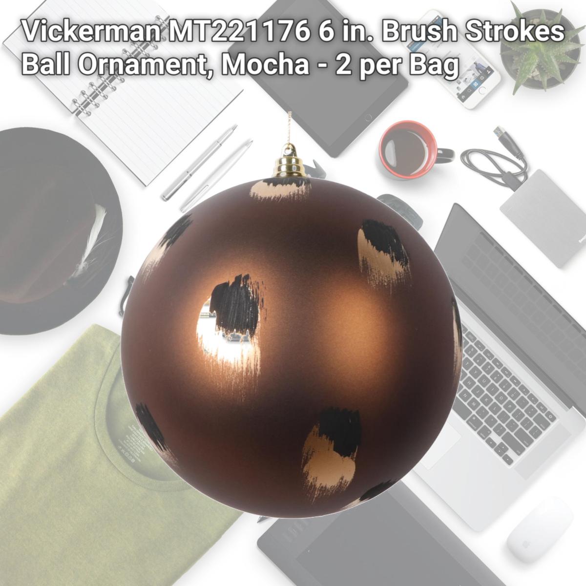 Picture of Vickerman MT221176 6 in. Brush Strokes Ball Ornament, Mocha - 2 per Bag