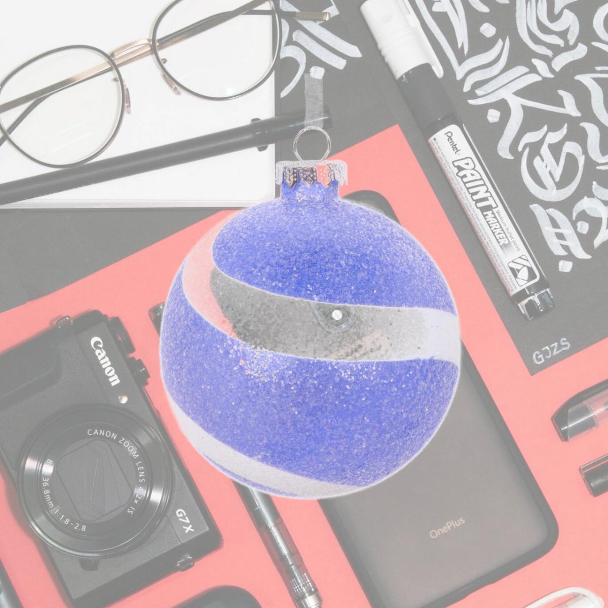 Picture of Vickerman MT228566 4 in. Sugar Glitter Ball Ornament&#44; Purple & White - 4 per Bag