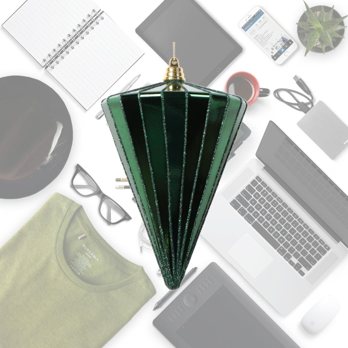 Picture of Vickerman MT224144 6 in. Shiny Cone Ornament, Seafoam Green - 3 per Bag