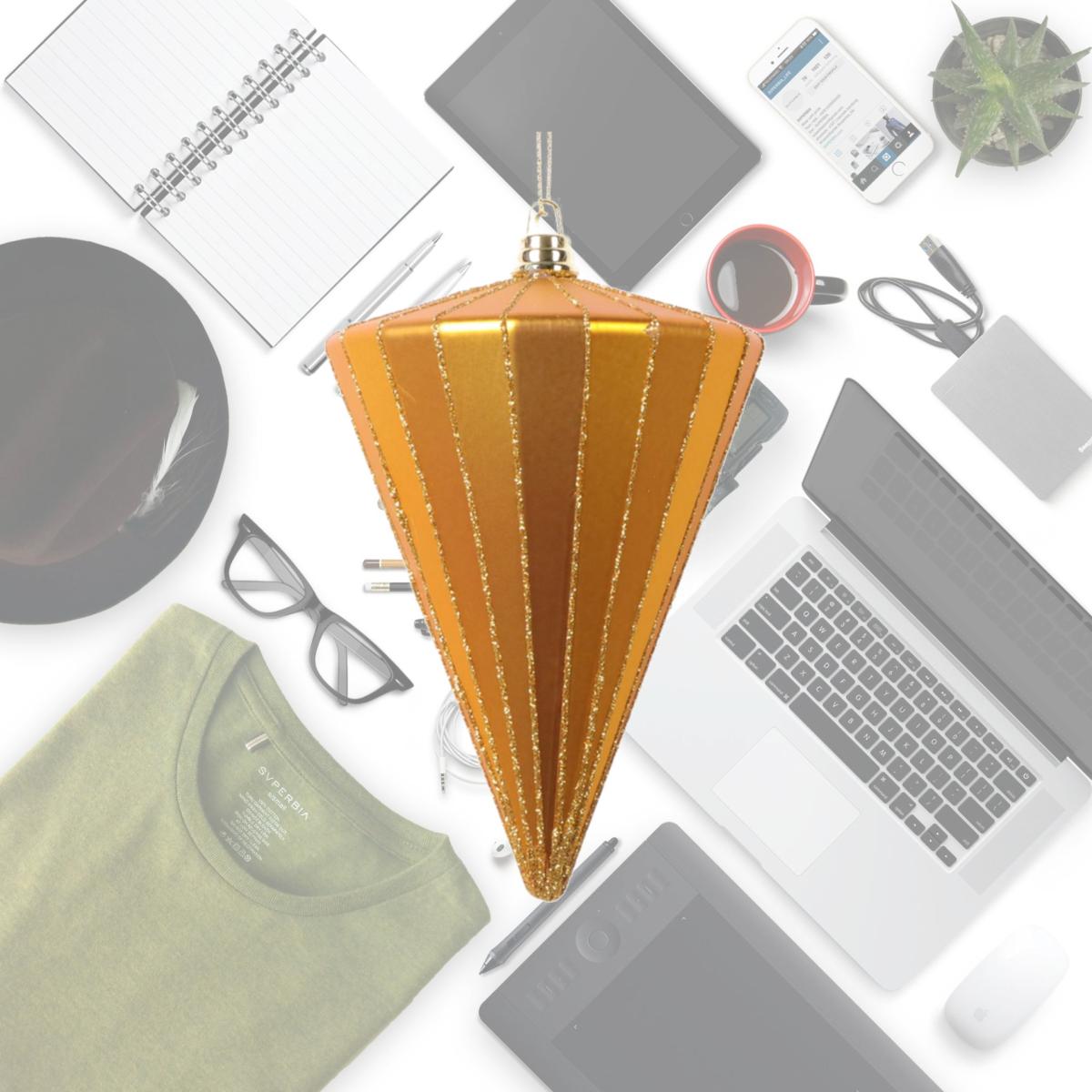 Picture of Vickerman MT224330 6 in. Matte Cone Ornament&#44; Antique Gold - 3 per Bag