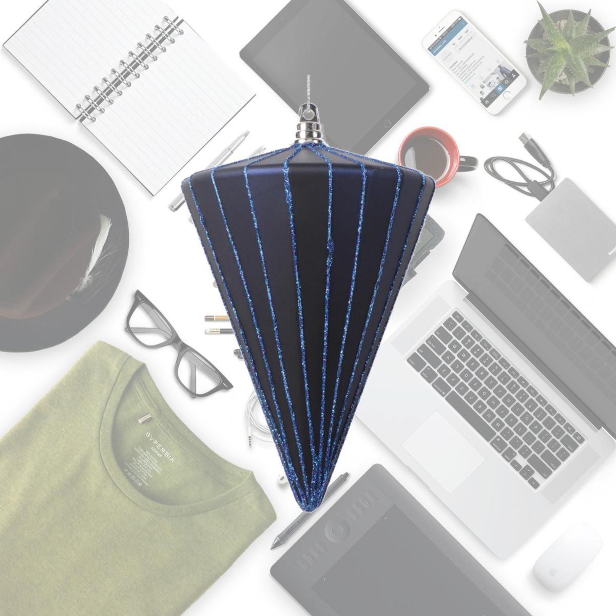 Picture of Vickerman MT224331 6 in. Matte Cone Ornament, Midnight Blue - 3 per Bag