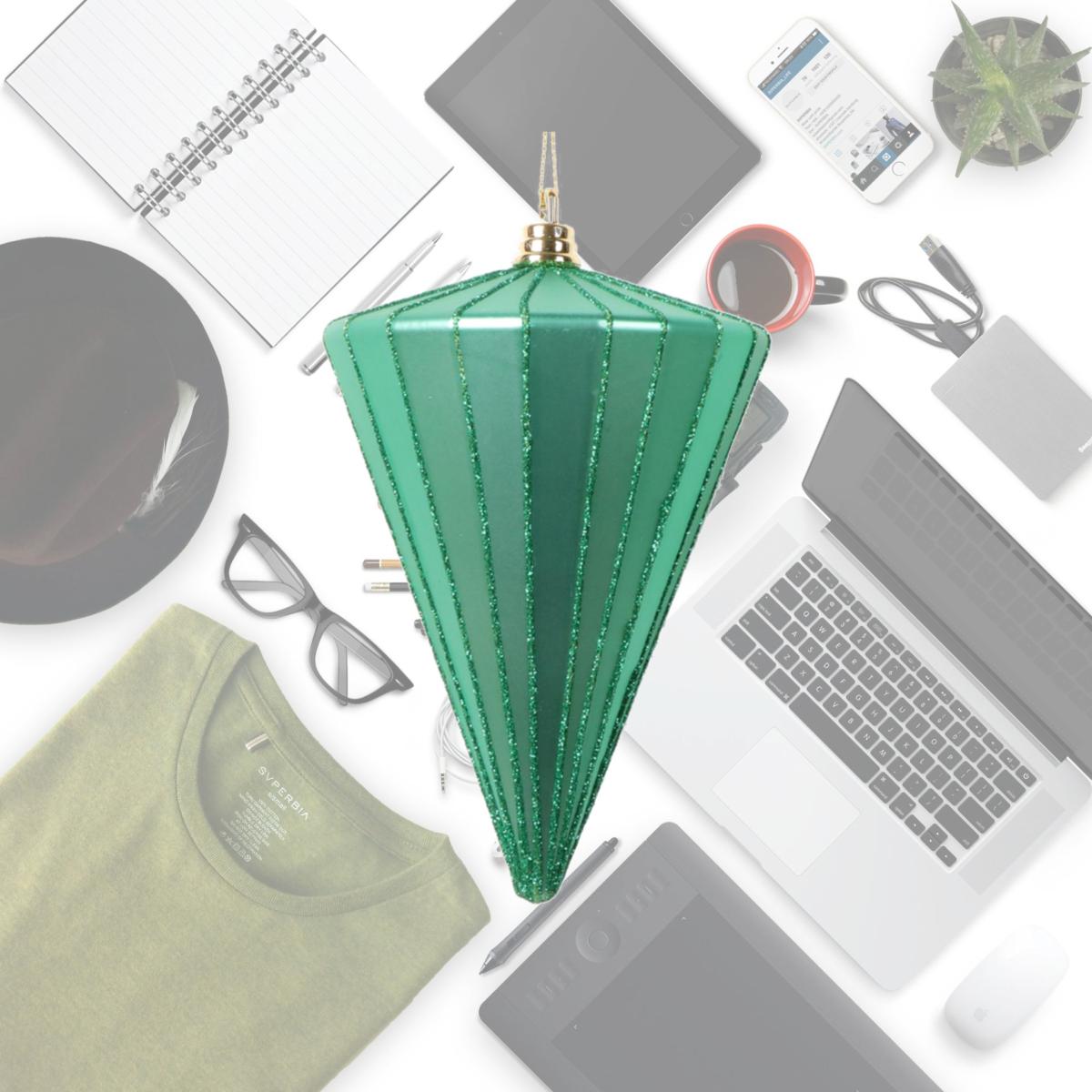 Picture of Vickerman MT224344 6 in. Matte Cone Ornament, Seafoam Green - 3 per Bag