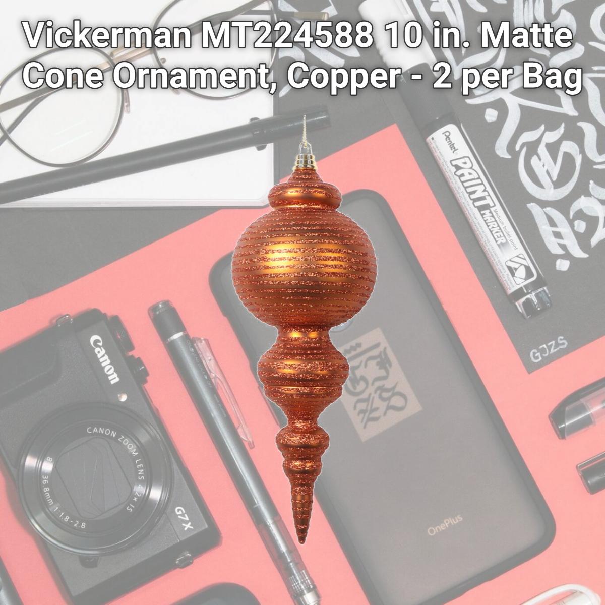 Picture of Vickerman MT224588 10 in. Matte Cone Ornament, Copper - 2 per Bag