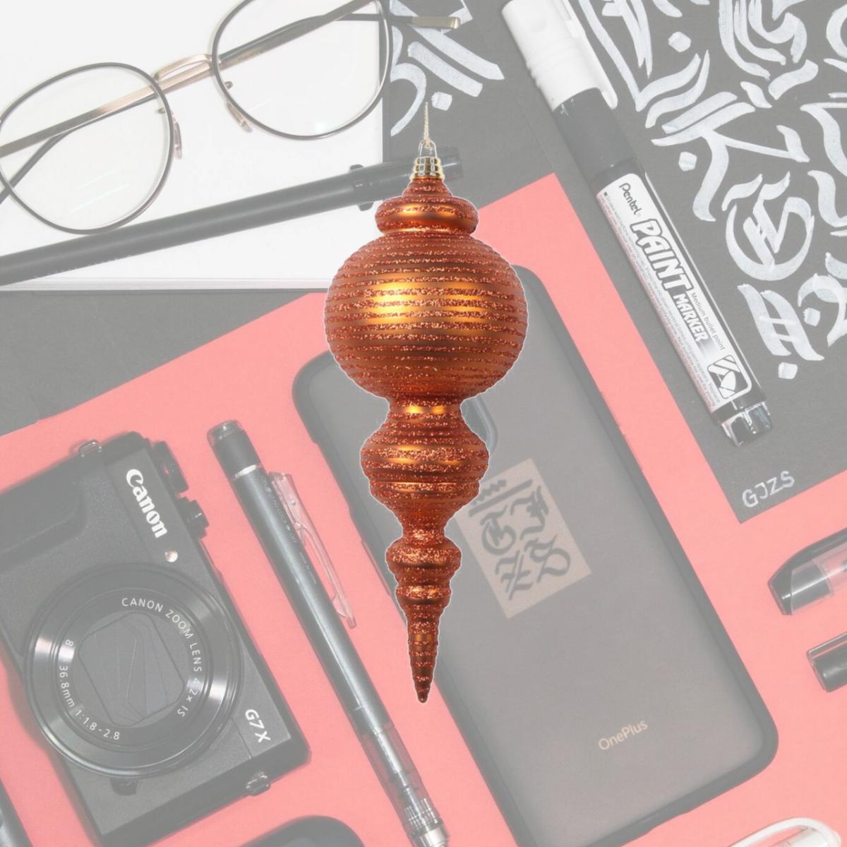 Picture of Vickerman MT224588 10 in. Matte Cone Ornament, Copper - 2 per Bag