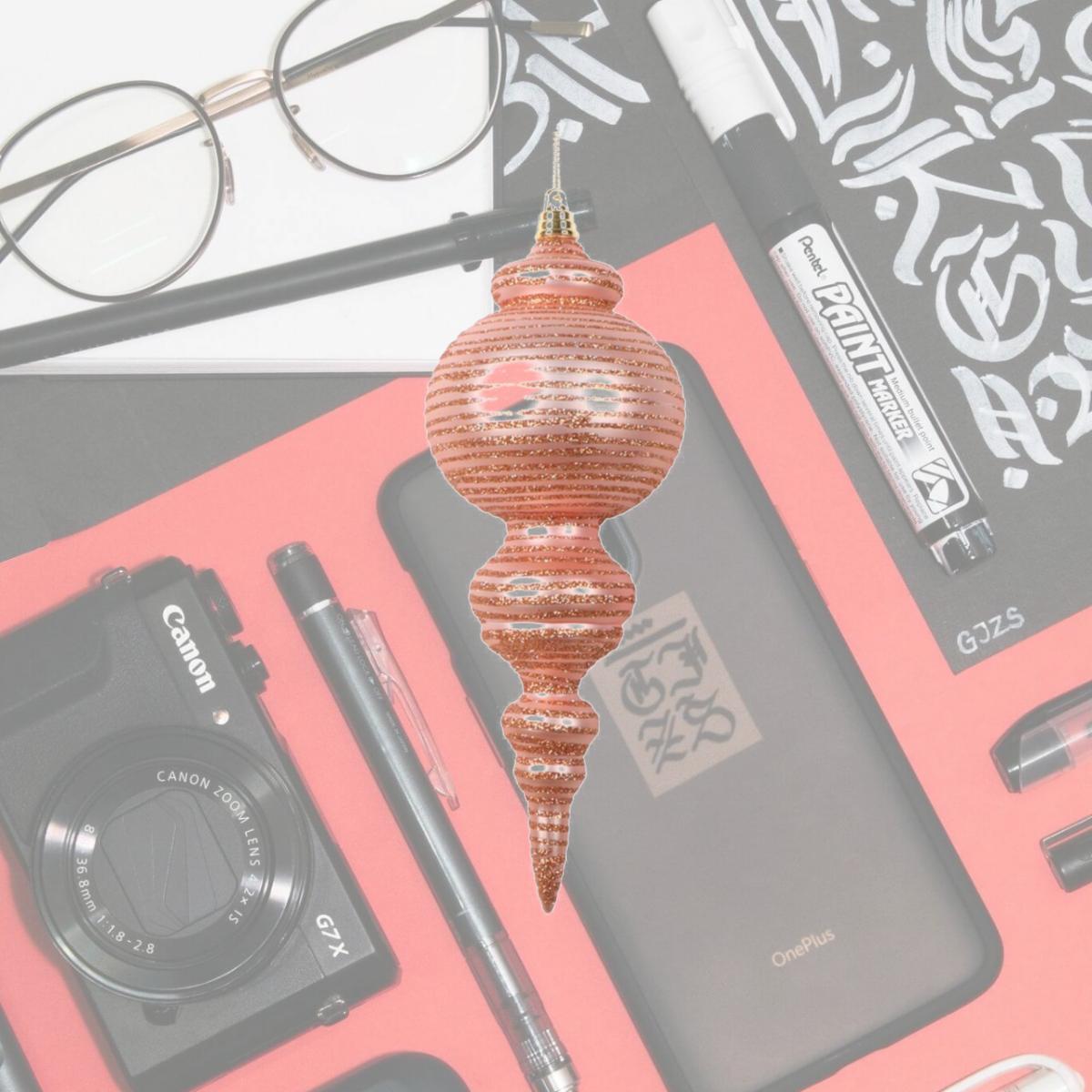Picture of Vickerman MT224558 10 in. Matte Cone Ornament, Rose Gold - 2 per Bag